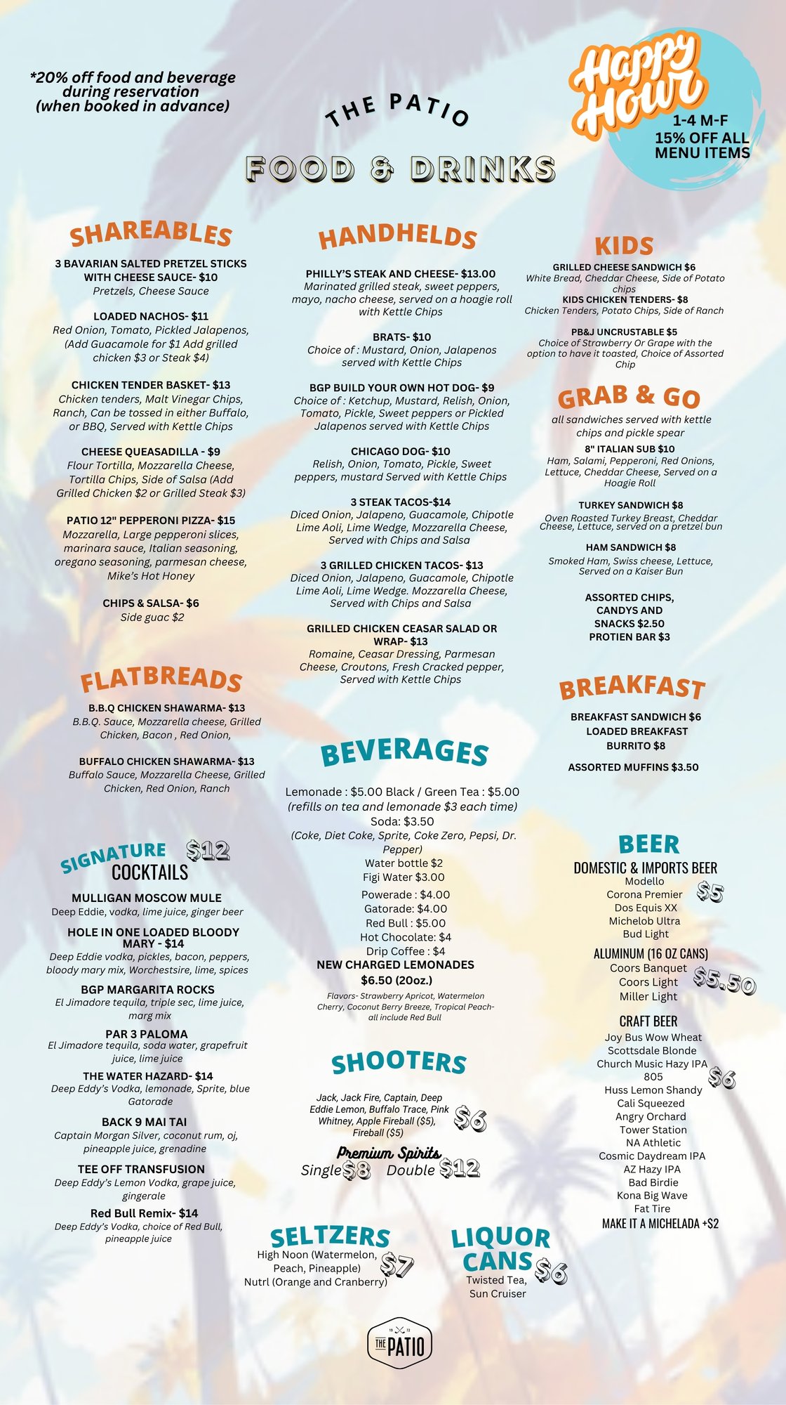 114 TV MENU (21 x 37.5 in)