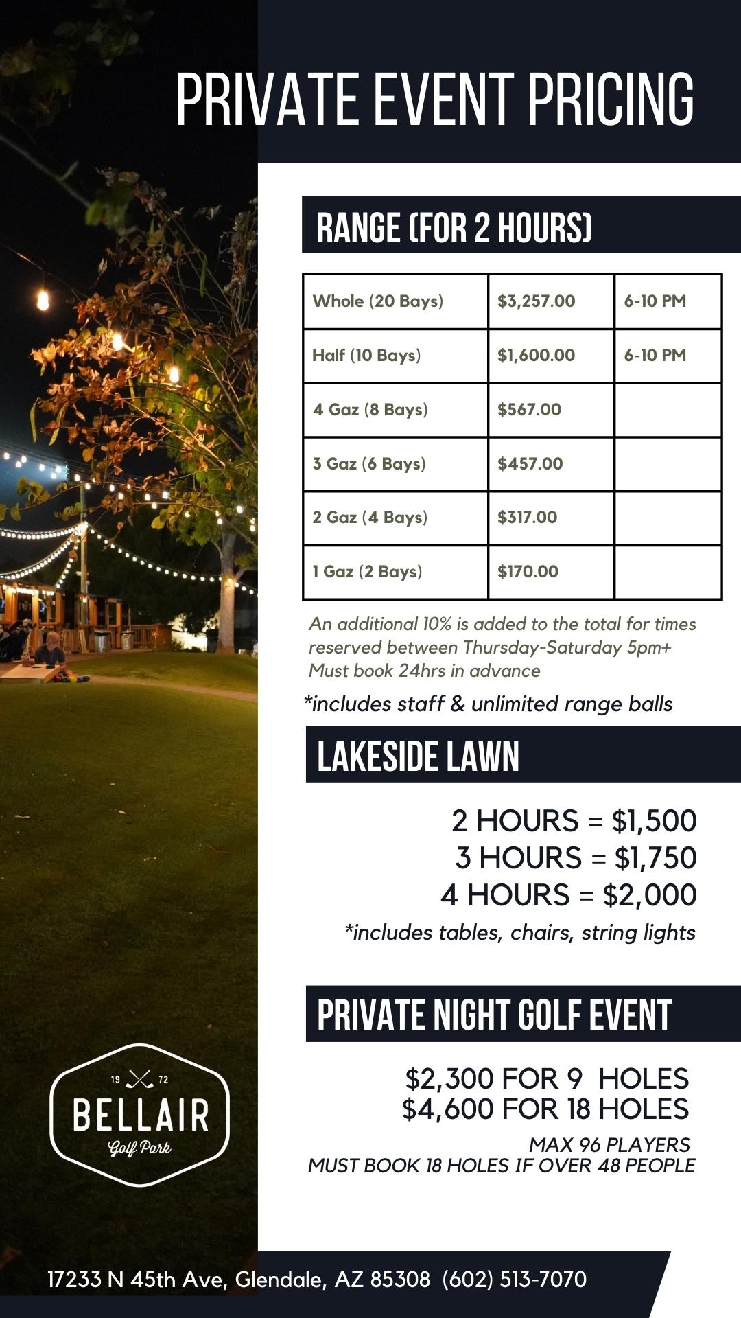 BGP Private Event Pricing